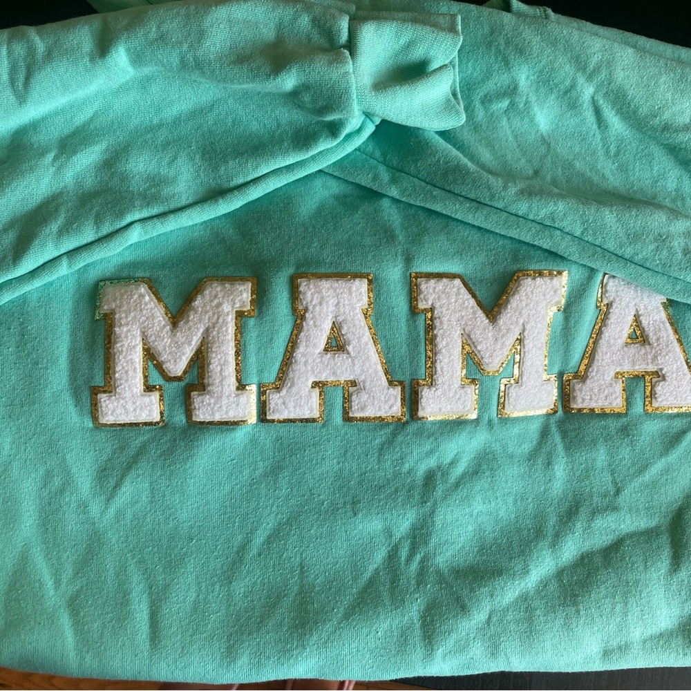 Teal 'MAMA' Sweatshirt with Gold Accents